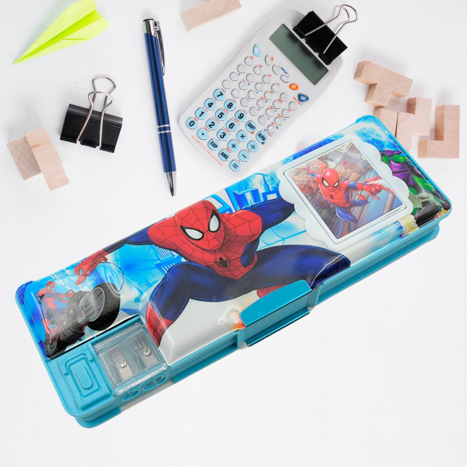 4260 Art & Stationery Cartoon Multi-functional Geometry Box for Boys with Inbuilt Calculator, 2 Sides Open and Double Sharpener Stationery Kit Pencil Box for Boys Art Plastic Pencil Box for Girls and Boys 4260 Art & Stationery Cartoon Multi-functional Geometry Box for Boys with Inbuilt Calculator, 2 Sides Open and Double Sharpener Stationery Kit Pencil Box for Boys Art Plastic Pencil Box for Girls and Boys